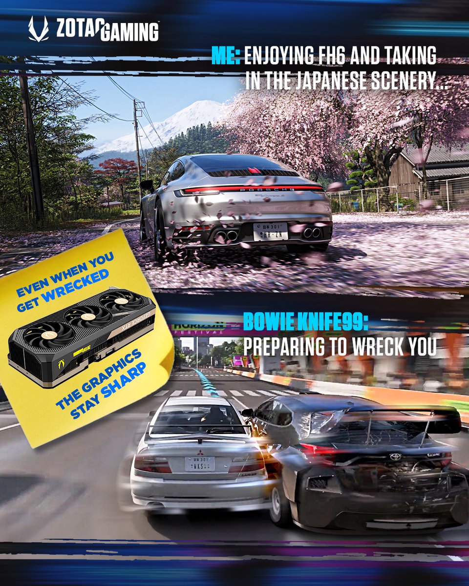 ZOTAC's tweet photo. Stay sharp even when you go fast and furious driving in Bowie Knife 99🏎️

#ZOTACGAMING #ZOTAC #BowieKnife99 https://t.co/RZWapp6uRH