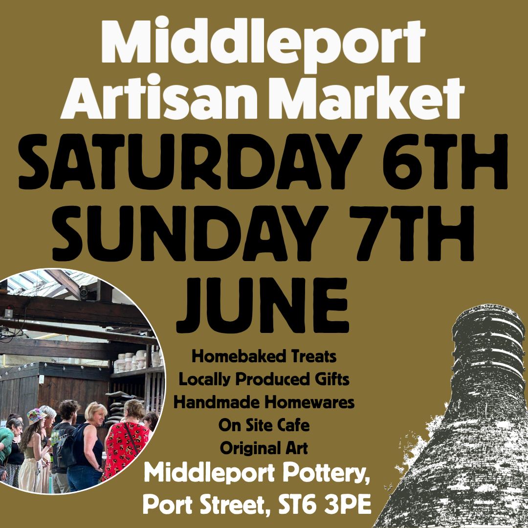 Middleport_Pot's tweet photo. STARTS TODAY!
6th & 7th June
Middleport Artisan Market
10am to 4pm
FREE ENTRY
Come & join the local makers & bakers for tasty treats and unique gifts. Then why not visit The Packing House Café, the Burleigh Pottery Factory Shop, Middleport Pottery Gift Shop and the independent traders of Port Street Range & Harper Street 
#shoplocal #artisanmarket #artisan #middleport #middleportpottery #stokeontrent #staffordshire