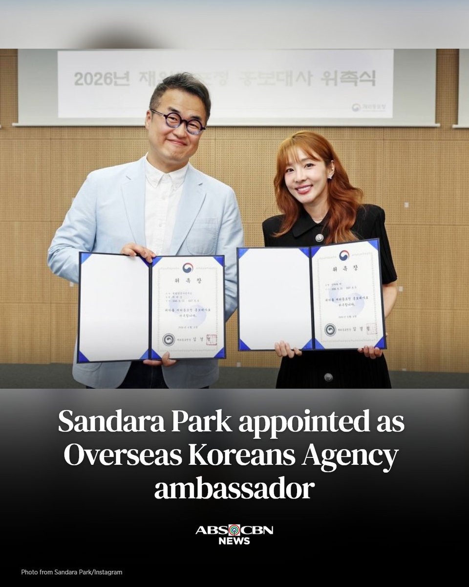 ABSCBNNews's tweet photo. Pambansang Krung Krung Sandara Park has been appointed as a Public Relations Ambassador for the Overseas Koreans Agency, saying that she will serve as a bridge between overseas Koreans and their homeland.
 
Full story: https://t.co/MetBtTi2mf https://t.co/96LWUbccDR