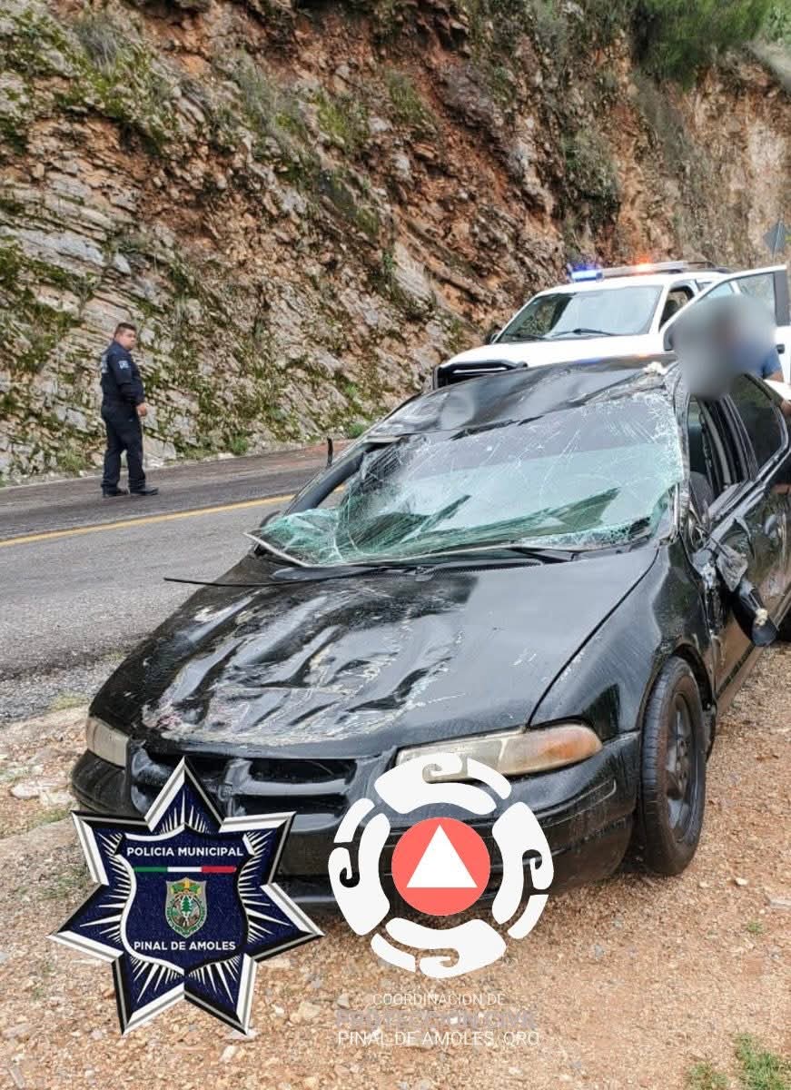 reqronexion's tweet photo. 🚧 *Volcadura en la Carretera Federal 120, a la altura de El Madroño*  

Elementos de esta corporación, en coordinación con Seguridad Pública de Pinal de Amoles, acudieron al km 127+100 tras el reporte de un automóvil volcado.  

Afortunadamente no se registraron personas lesionadas, solo daños materiales.  
Se realizaron labores de limpieza en la cinta asfáltica para retirar el aceite derramado y prevenir otros percances.  

#PinalDeAmoles #Querétaro #Carretera120 #SeguridadVial #ElMadroño