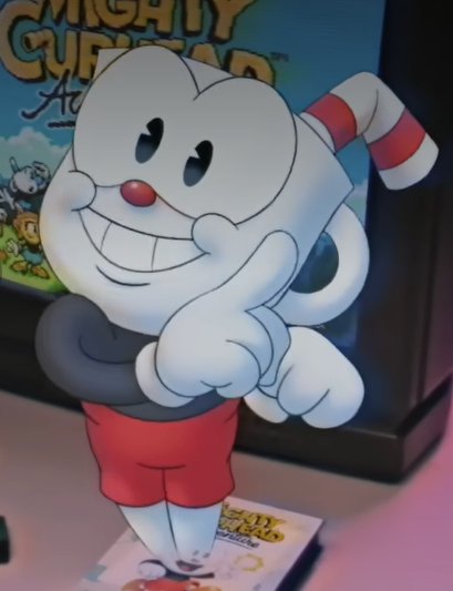 FlameZ_yuh's tweet photo. i think my FAVORITE part of the new cuphead promo was when cuphead came to life, you can tell the moldenhauer bros wanted to pay tribute to 80s/90s advertising they grew up with where the characters would just. come to life. its really sweet https://t.co/R9dCrd3Jqr