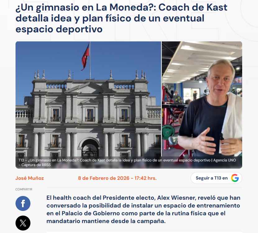 PiensaPrensa's tweet photo. Alex Wiesner, El entrenador personal del presidente José Kast. Cobró a sus clientes (antes del cierre) y adeuda millonarios pagos de imposiciones y sueldos de trabajadores.  👇 https://t.co/dgt0Hdota5
