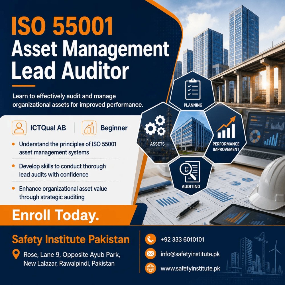 SafetyPakistan's tweet photo. ISO 55001 Asset Management Lead Auditor — Open for enrolment at Safety Institute Pakistan. Beginner. #ISO #Asset #Management #Lead #Auditor #VocationalTraining #Diplomas #Pakistan #SouthAsia https://t.co/hdmAHvcmgn