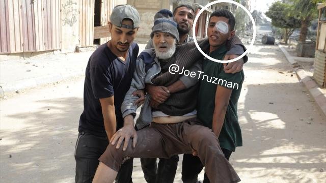 JoeTruzman's tweet photo. I stumbled upon on article about Israeli airstrikes in Nuseirat during the war in Gaza.

And who did I see wearing an eye patch? A terrorist who was involved in kidnapping multiple Israelis at Kibbutz Be'eri on October 7. https://t.co/s4vEC7dfWp