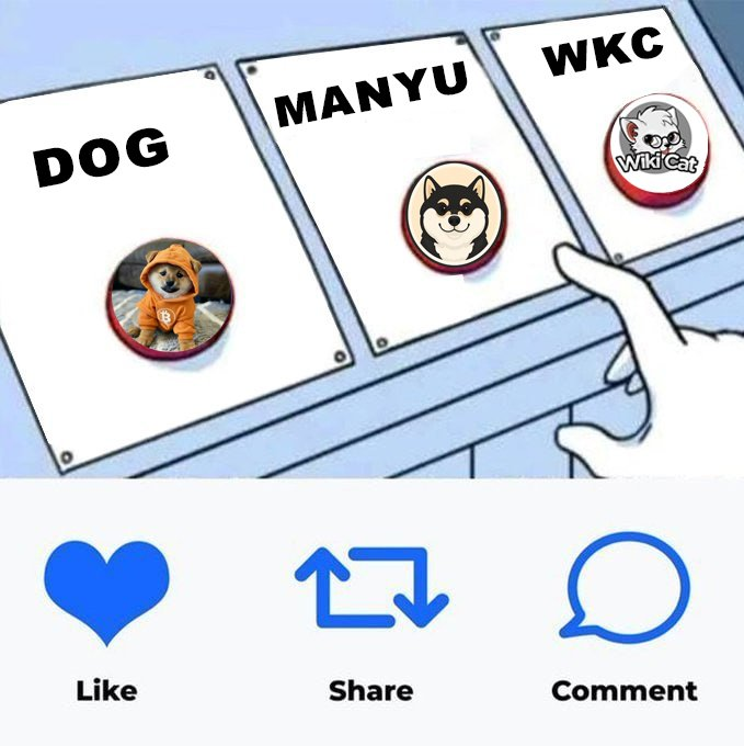 HotCommunities's tweet photo. What's your best #memecoin ? 
Which one are you riding next? 
Drop your pick below
$DOG
$MANYU
$WKC
