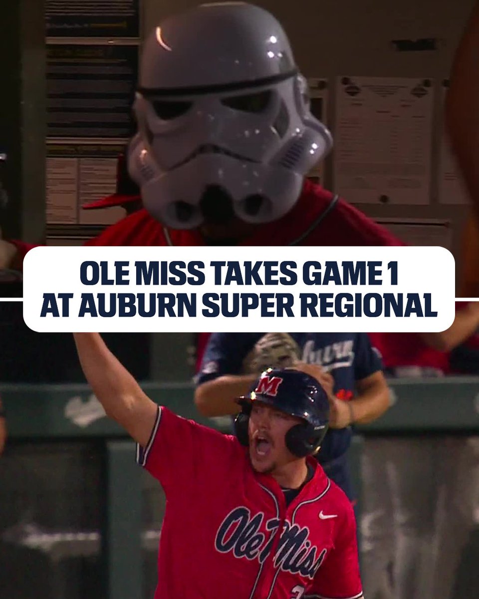 SECNetwork's tweet photo. GAME 1 BELONGS TO THE REBELS‼️

@OleMissBSB one game away from punching its ticket to Omaha ⚾️ https://t.co/SEHHFW9kiB
