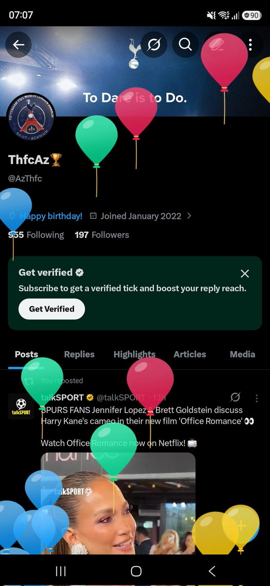 AzThfc's tweet photo. And just like that another year older! @SpursOfficial announce senesi please 🤣 https://t.co/QZbGPHmV32