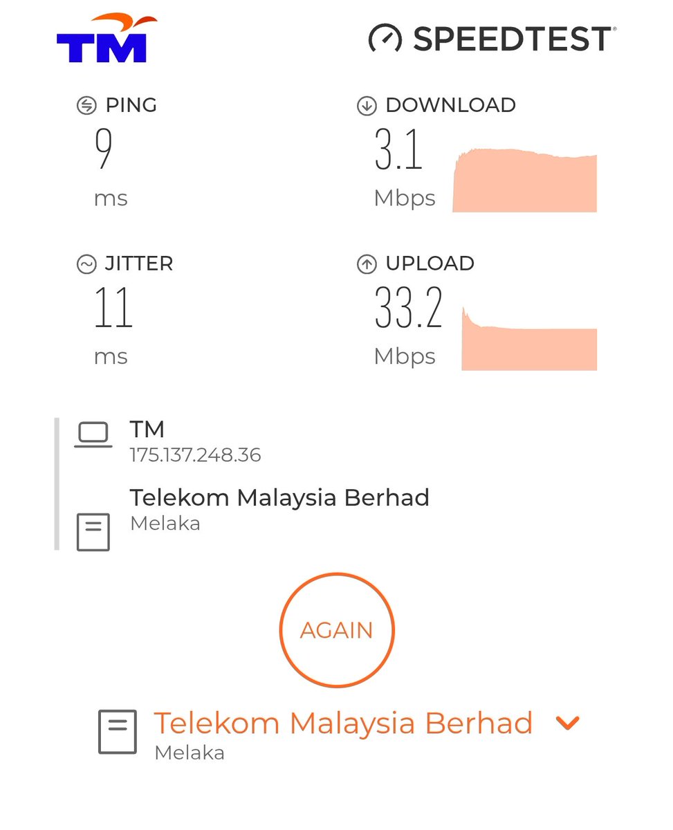 saifulariffin_'s tweet photo. @unifi dah 3 hari still sama, semalam kejap aje okay, apa benda ni? time cuti2 ni boleh jadi mcm ni, agak2 laa, details semua ada kat dm, dan tak payah suruh restart router modem, da buat banyak kali, bayo speed 500mbps dapat 3.1 mbps hahahaha https://t.co/WJu0ZPUtYl