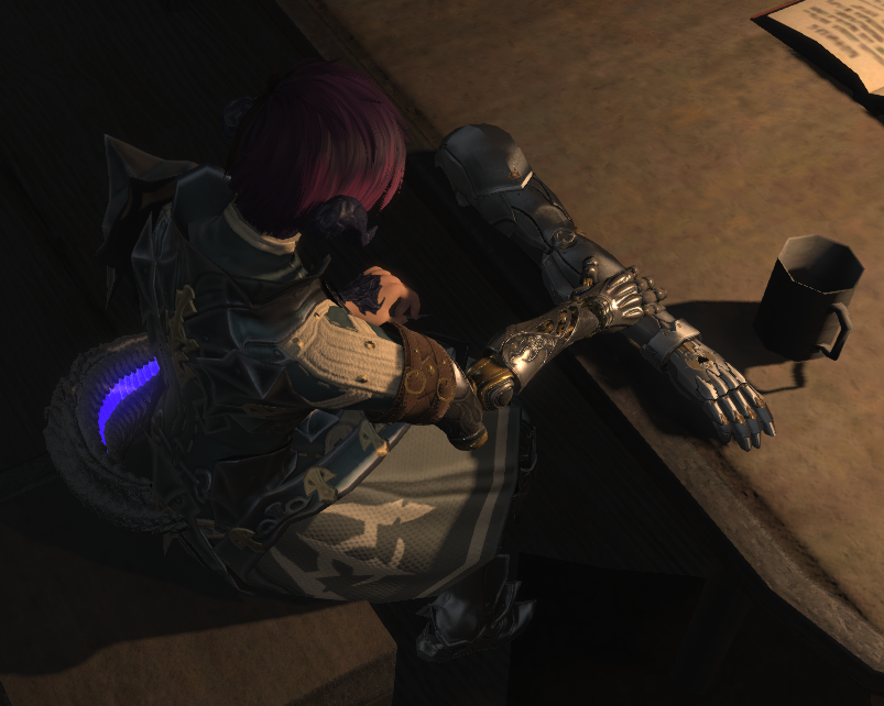 Randomcriticals's tweet photo. big tasty ff14 spoilers but threw some gpose stuff together of my wol's story

she loses her arm in the ultima weapon fight, working with garlond ironworks (and rowena....) to make a good enough prosthetic, getting a crafting focused arm in heavensward cause the MCH group helped https://t.co/vCHx3cvWmP