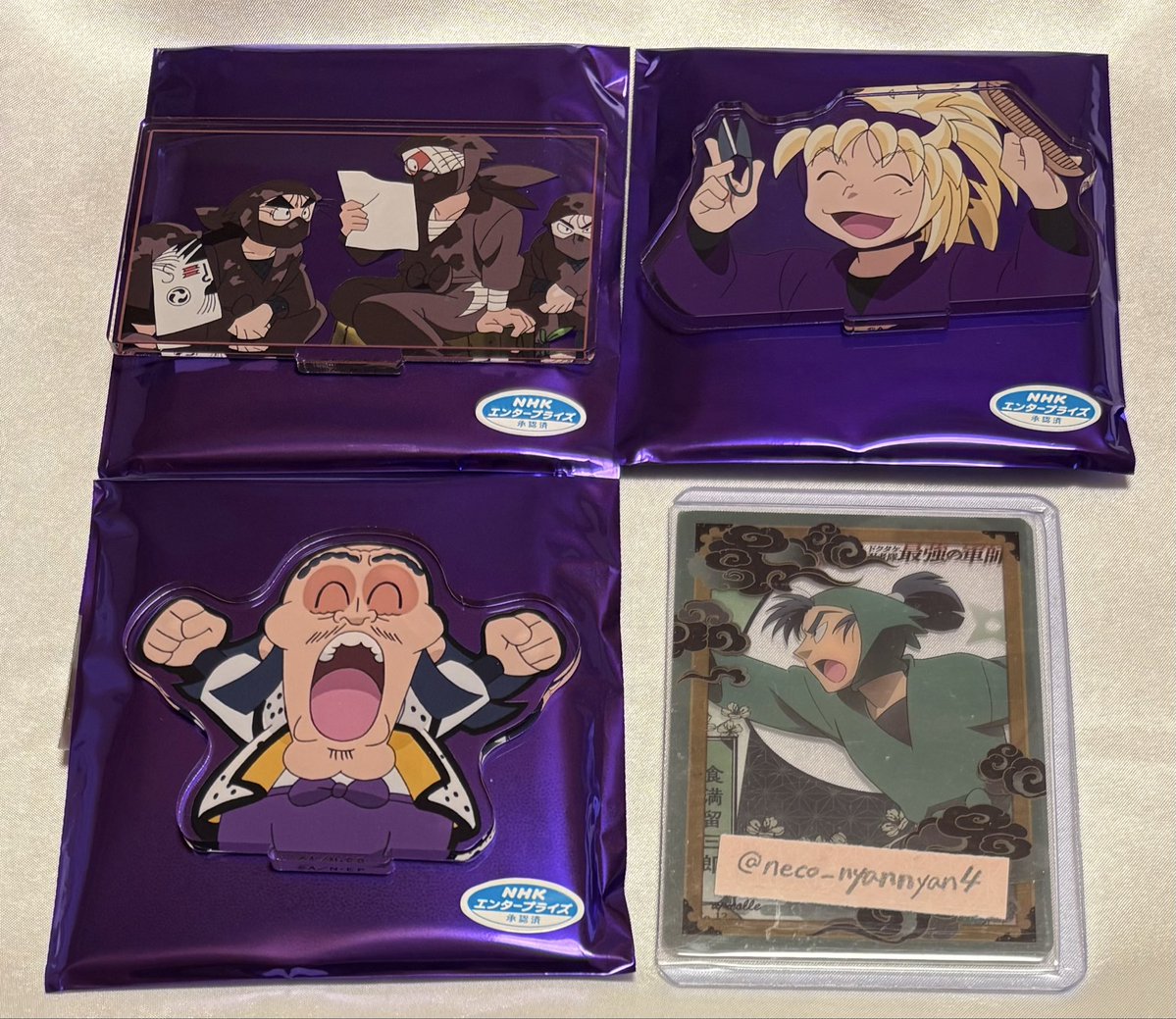 neco_nyannyan4's tweet photo. 【交換/譲渡】忍たま乱太郎 アニメシーンアクリルスタンドコレクション

譲:画像1、2

求:画像3、4🩵 > 定価＋送料

※ドクタケのみ440円にてお譲り可能◎

検索からもお気軽にお声掛けください🙇‍♀️ https://t.co/vQ8WkHaaUZ