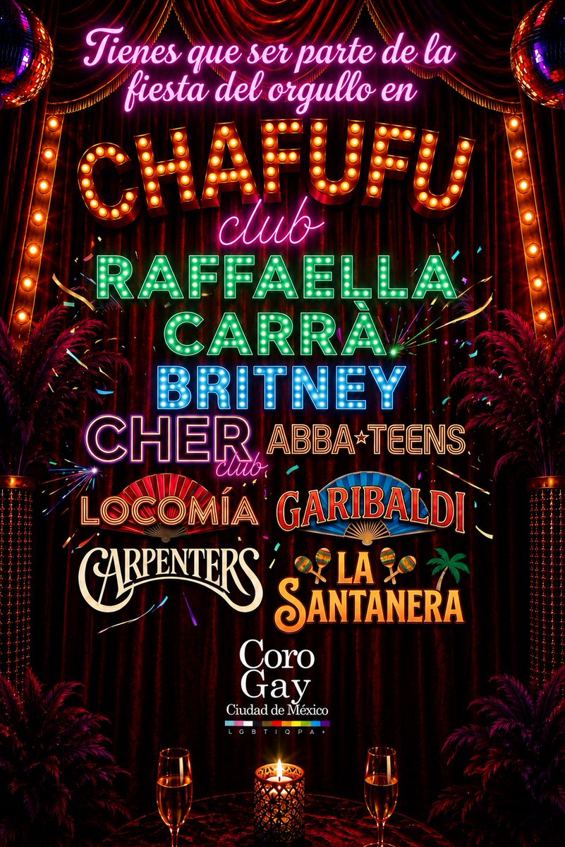 cgcdmx's tweet photo. La Música va a estar increíble !!!
Ven a celebrar el PRIDE en este nuevo club en Donceles 36 !!!

CHAFUFU CLUB
Sábado 20 de junio
20:00 Hrs.
Teatro de la Ciudad Esperanza Iris

Alcanza tus boletos en Taquilla y en Ticketmaster:
https://t.co/mH40USnayh

#chafufuclub #cgcdmx https://t.co/9GJo4dDXhQ
