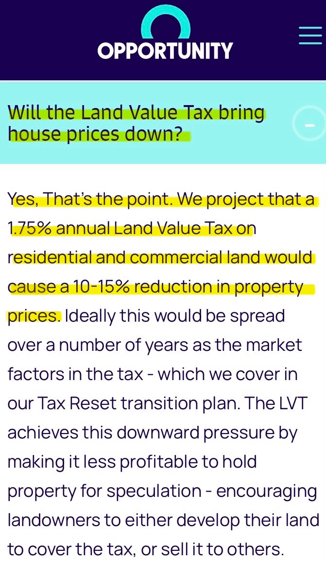 Suitandtie9999's tweet photo. Want your house to be worth up to 20% less than what you paid for it? Vote for the Opportunities Party.

TOP wants to drive property prices down by 10–15% through their 1.75% Land Value Tax, but in reality the policy could easily trigger a sharper correction of 20% or more — hammering retirees on fixed incomes and first-home buyers who stretched to get into the market.

For the 100,000+ Kiwis who bought near the 2021–2022 peak, imagine a deliberate 10–20% policy-driven drop layered on top of any correction your property has already suffered, plus a permanent 1.75% annual tax on the land value.

The Opportunity Party calls itself centrist, but this is classic left-wing, Green Party-level interventionism.