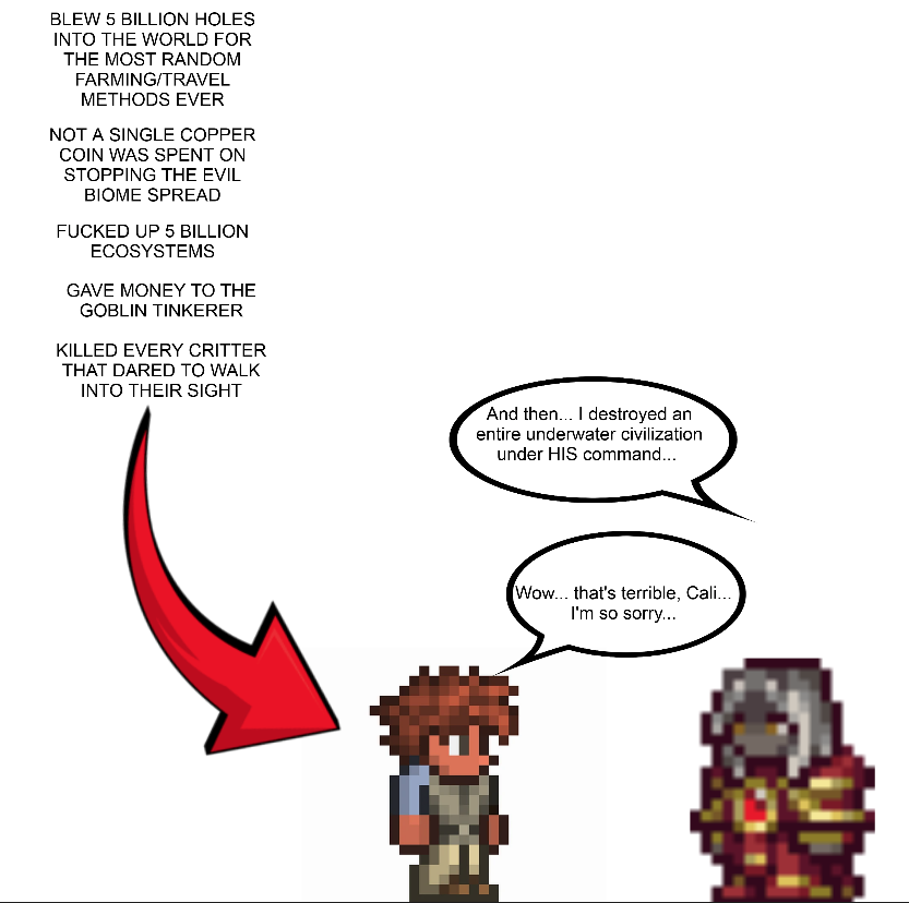 CalamityTerra's tweet photo. why is terrarian HD and calamitas LD
problematic graphic difference https://t.co/zQhiObXZ81