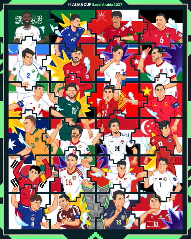 afcasiancup's tweet photo. 2️⃣4️⃣ 𝙥𝙞𝙚𝙘𝙚𝙨 𝙤𝙛 𝙖 𝙗𝙚𝙖𝙪𝙩𝙞𝙛𝙪𝙡 𝙖𝙣𝙙 𝙙𝙞𝙫𝙚𝙧𝙨𝙚 𝙥𝙪𝙯𝙯𝙡𝙚 🫶

#AsianCup2027 is indeed a tournament full of flavours 😃 https://t.co/pkcHSFI0He