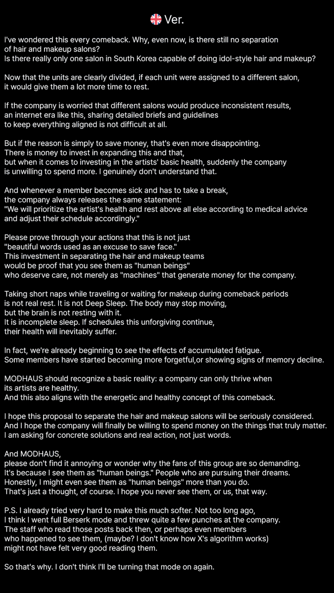 CPS_1997's tweet photo. 📄 A Serious Request to Modhaus:
"Please Guarantee Artists' Health Rights and Separate Hair &amp; Makeup Teams"
(Read the rest in the image 🇬🇧🇰🇷🇹🇭)

#tripleS #트리플에스 #ASSEMBLE26 #LOVEnPOP
@triplescosmos @officialmodhaus https://t.co/TOSi0RxhY6