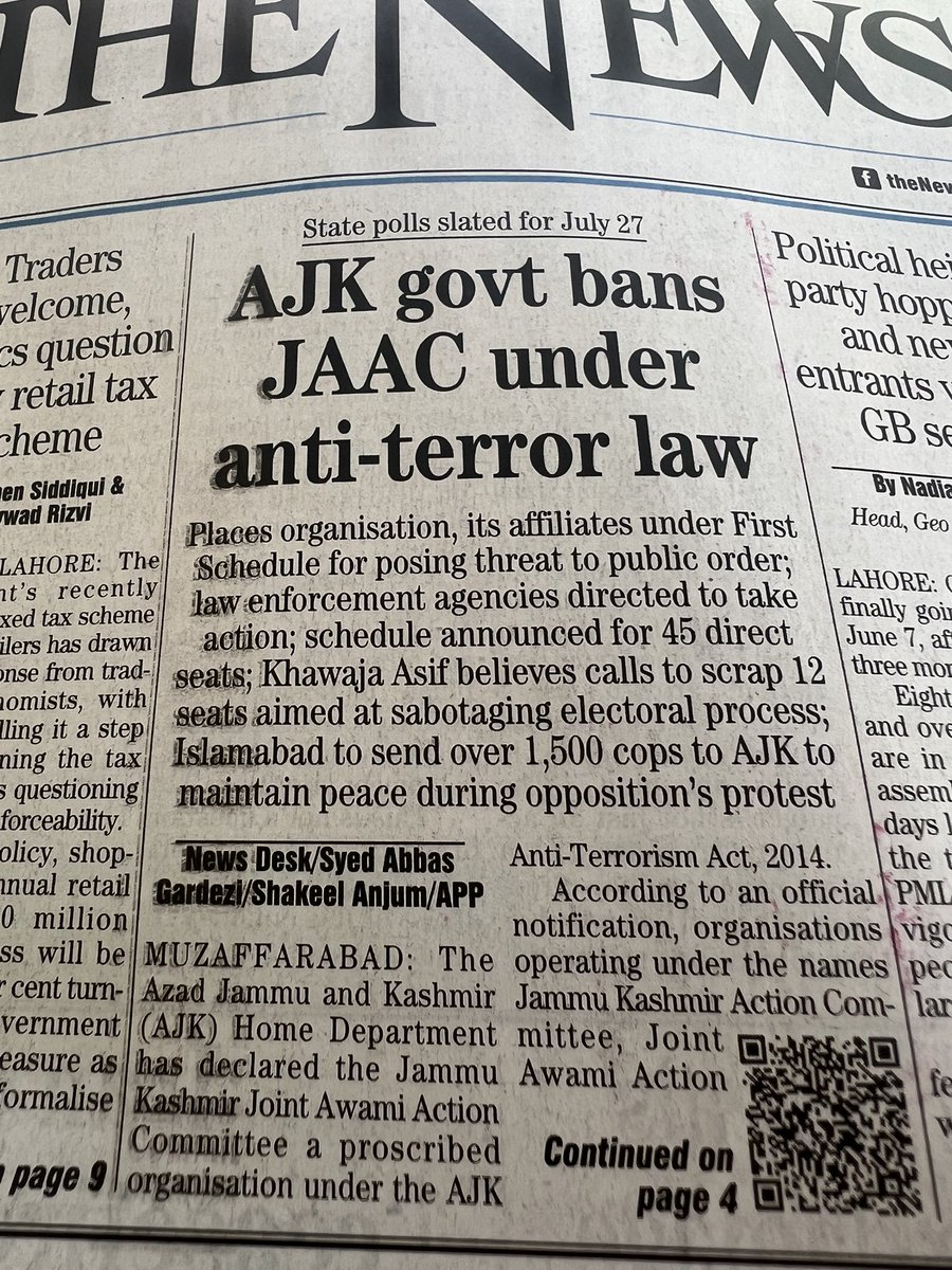 Mushahid's tweet photo. Wrong decision at wrong time, repeating past mistakes of mishandling dissent: at a time when India is totally on the run in the region, isolated diplomatically because of their failed & flawed policies on Pakistan & Indian Occupied Kashmir, Pakistan’s Officialdom creates new crisis in sensitive Azad Kashmir imposing this silly, shortsighted ban, even invoking anti-terror laws against political dissenters!