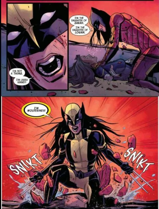 jfett41's tweet photo. @AmMeeses76178 @brunovono3000 @invertedspear22 @El_Dean0 and to back your point up, this panel is from All-New Wolverine issue #18 https://t.co/LHHIoYV9AU