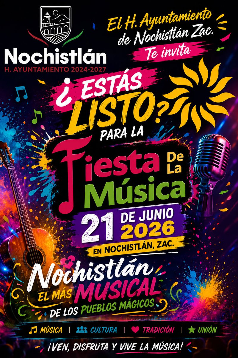 MagicNochistlan's tweet photo. Somos el Pueblo Mágico Mas Musical y el 21 de junio en la Fiesta de la Música 2026, en varios rincones se escuchara la magia.
#LaFiestaDeLaMusica 
#NochistlanElMasMusical 
#ViveNochis 
#ZacatecasDeslumbrantes  

Visítanos-> https://t.co/RMUXBII5jk https://t.co/YDFVaMjxON