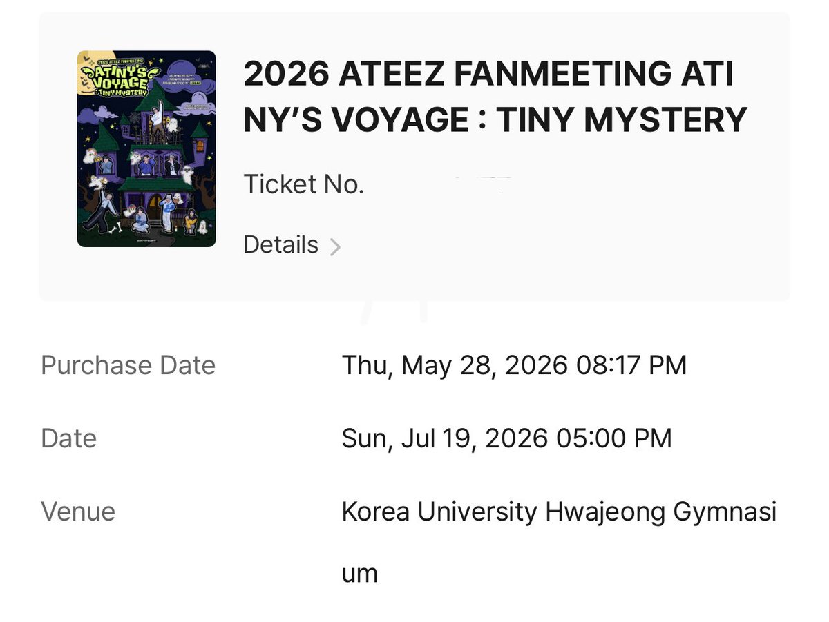 stinkyweenie's tweet photo. WTS ATEEZ FANMEETING ATINY’S VOYAGE TINY MYSTERY 

7/19 Floor 2 Section B Row 16

RFS: Got a better seat!

Can meet in person at venue for ticket pick up! https://t.co/Qa0xg4kcRA