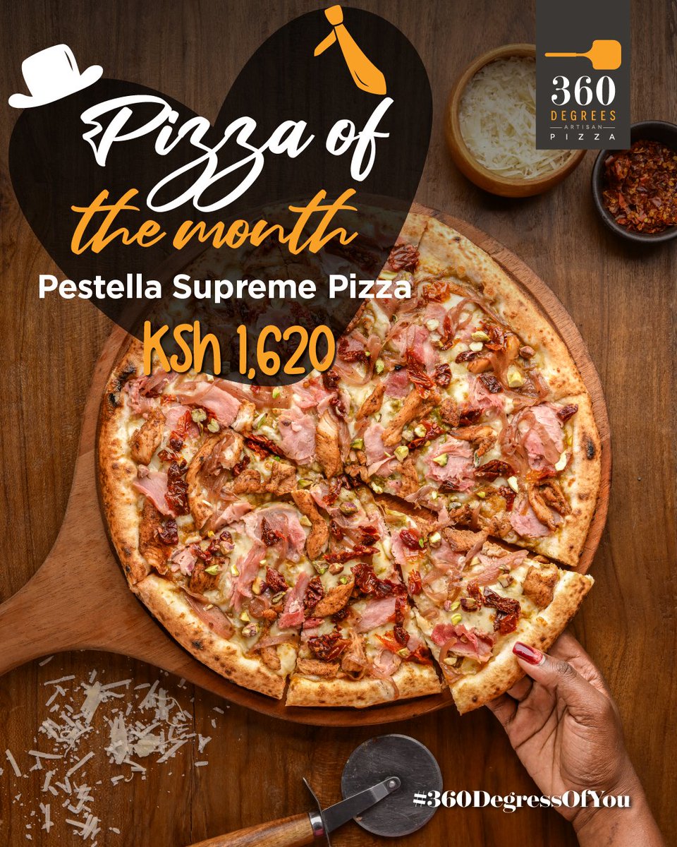 360DegreesPizza's tweet photo. Saturday calls for something extraordinary  and this month, we answer with the Pestella Supreme Pizza.​ A masterpiece on a crust. Every slice layered with intention, every bite a little celebration of its own.  #360DegreesOfYou https://t.co/CEV0iQimby