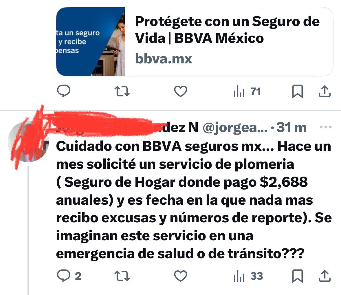 profesor__H's tweet photo. @BBVASeguros_mx Dejar tu tranquilidad, tu salud, en manos de una pseudoaseguradora q solo va a buscar la forma de NO pagarte, sería un error del q t vas a arrepentir TODA la vida 👇👇👇 https://t.co/f0G9bzZ22b