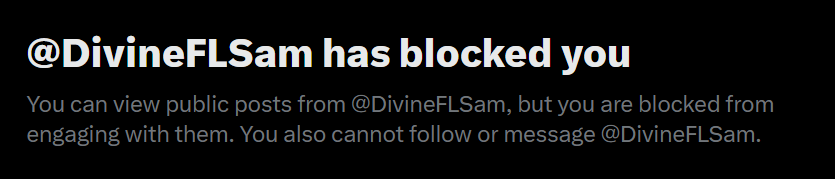 miff_devin's tweet photo. @DivineFLSam @readdwha5 @KY_BombersL @RealPostFolder Did this post really warrant blocking, subhuman? https://t.co/Bc9y4Co1yo