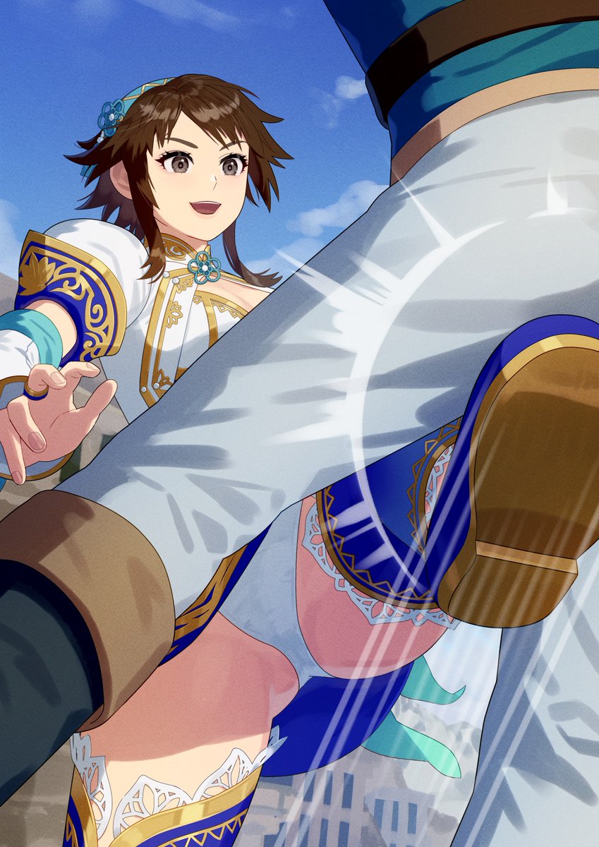 yagi2105's tweet photo. [pixivリクエスト] 
シャンファの股間蹴り
#格ゲーキャラ描こうぜ https://t.co/TqepEi8D56