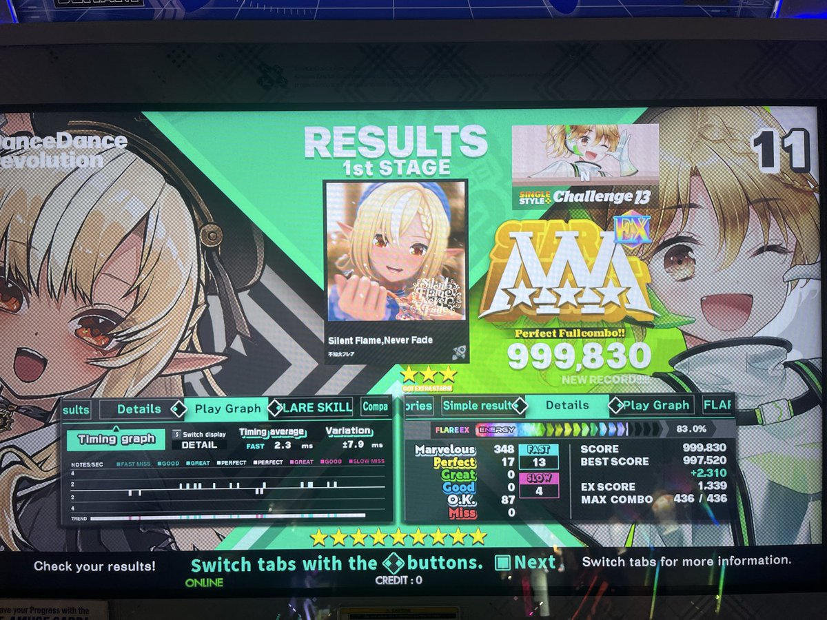 NDimensional15's tweet photo. Today’s DDR session.

MA didn’t seem to be there today :(

Paranoia HADES
DSP-15 // 45p —> 34p
on LEFT. Remember the doublesteps.

Silent Flame
CSP-13 // 17p

RUINA
DDP-15 // 5g
what is that ending??? this is harder than swingwurm?

Roll the Dice
EDP-15 // 50p sightread

not much https://t.co/vzdNjPshho