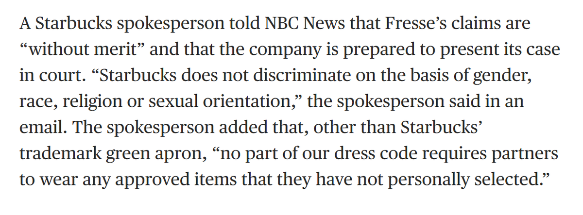 oolong2's tweet photo. @Nekochan_______ @GigaBasedDad She was specifically told she didn't have to wear the shirt.

It was just a frivolous lawsuit looking to cash in and nothing ever came of it https://t.co/wCCxrrMZY1