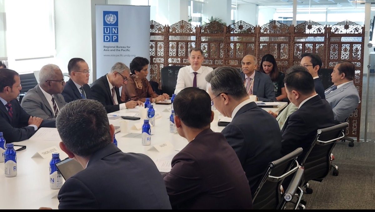 AmbHarishP's tweet photo. Pleased to co-chair with @UNDP Administrator @alexanderdecroo a high-level policy dialogue on
Conflict in the Persian Gulf and Its Implications for Human Development and Crisis Resilience in Asia and the Pacific. 

Had a rich exchange with PRs from the region and agreed that strengthening regional cooperation, sharing solutions and preparedness are critical for our countries to respond to the current food, fuel and fertiliser crisis. 

Appreciate UNDP’s role in facilitating dialogue among regional partners.