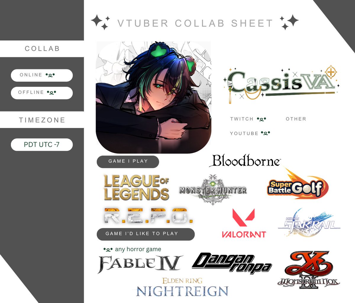 Cassis_VT's tweet photo. Here are some other games that I'm looking for some friends to play with, currently interested in REPO and Super Battle Golf ʕっ•ᴥ•ʔ🗡

I promise I won't bite ~ https://t.co/5DbnkleThr