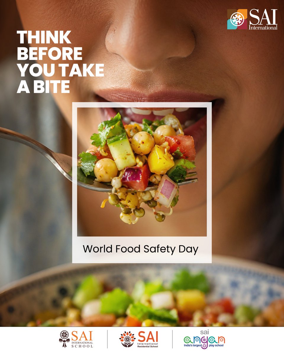 SAI_Edu_In's tweet photo. One small pause can make a big difference.
Clean hands, fresh ingredients, safe practices - it all adds up.
This World Food Safety Day, make every bite a safe and healthy one.

#WorldFoodSafetyDay #FoodSafety #EatSafe #HealthyLiving #SaiInternationalSchool #SIRS #SaiAngan https://t.co/hp29hbs8Rb