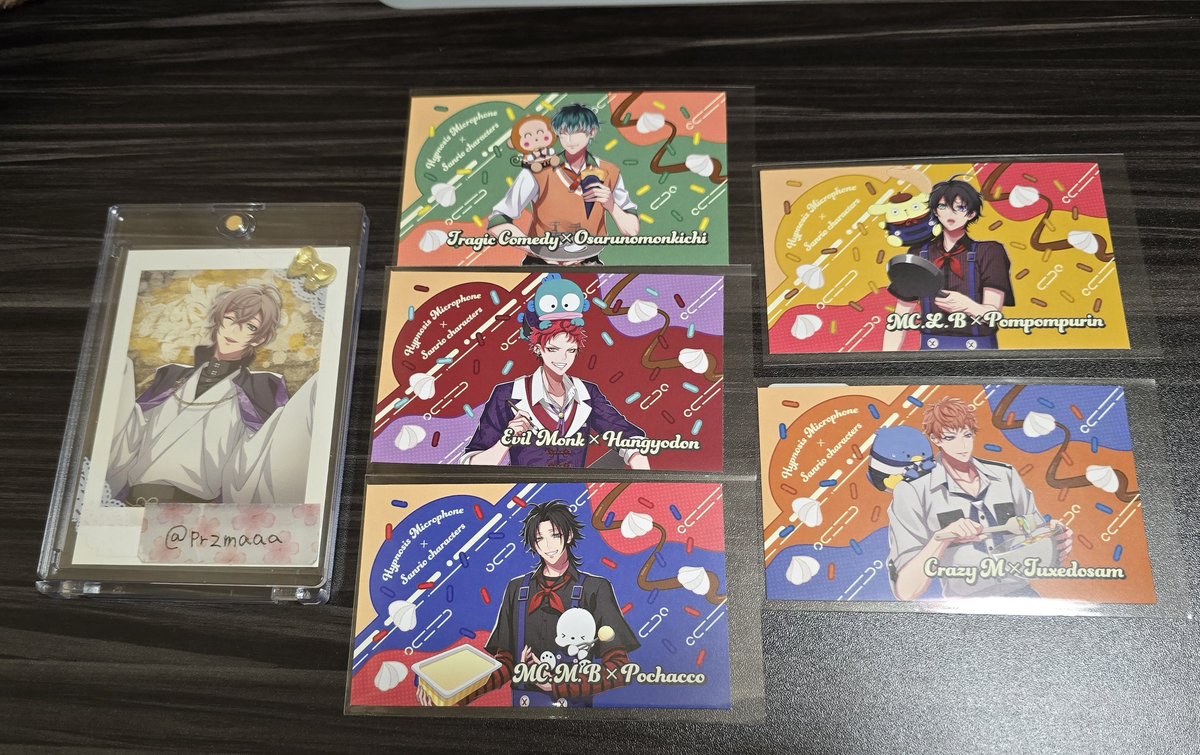 przmaaa's tweet photo. 交換　ヒプマイ　サンリオ　特典イラストカード

出)簓、空却、※二郎、三郎、理鶯、帝統、独歩、零

求)幻太郎、一二三

※二郎は幻太郎との交換のみ
郵送希望です。

お気軽にお声掛け下さいませ。 https://t.co/Q4pUj3IeQo