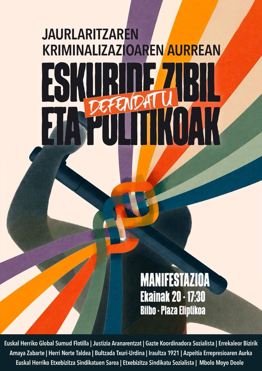 GedarLangileKZ's tweet photo. Ekainaren 20an mobilizatzera deitu dute, Jaurlaritzaren kriminalizazioa eta Ertzaintzaren bortizkeria salatzeko 

Elkarrekin antolatu dute mobilizazioa errepresioa jasan duten hainbat eragile eta norbanakok, Bilbon.

🔗https://t.co/44RWqCec3X https://t.co/ZcE64VKvHX