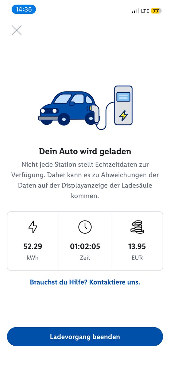 G0bus's tweet photo. Gestern bei Lidl 260 km für 13,95€ nachgeladen. Dafür kriegte ich 7,76 l mit 17 Cent/l Steuerersparnis subventionierten Diesel á 1,80€/l.
Mit unserem Alhambra wäre ich damit bei Tempomat 130 km/h kaum 100 km weit gekommen. https://t.co/WSdcjCnlGE