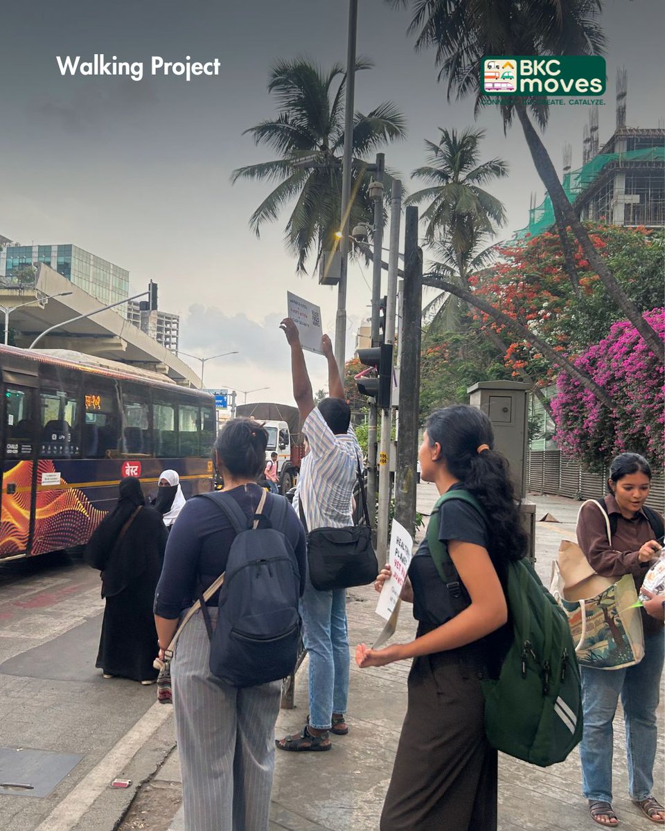walkingproject's tweet photo. On World Environment Day 2026, with @BKCMoves we spent a few hours on the streets of BKC interacting with commuters, traffic police personnel, and other stakeholders, advocating for safer and more convenient walking conditions.

Better walking infrastructure improves the daily experience of commuters, supports public transport use, reduces transport-related emissions, and contributes to India's energy security.

The time for Walkable Cities is NOW!

#WalkingProject #BKCMoves