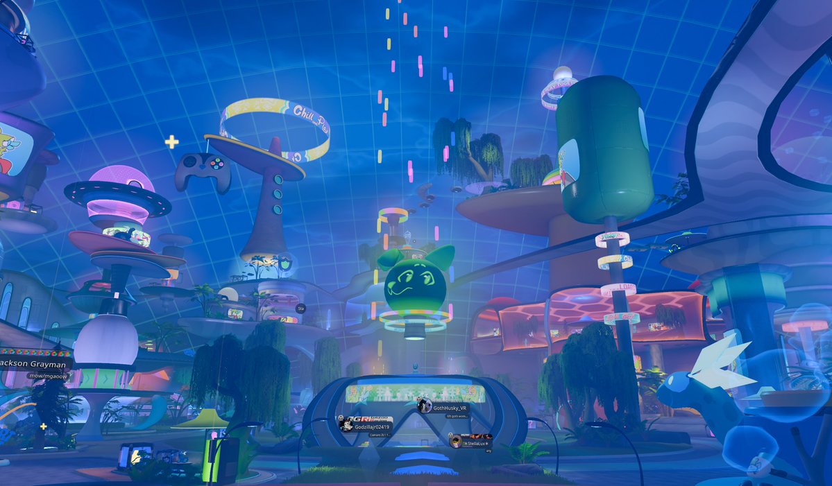 TangerineGD's tweet photo. Late to the party but felt like checking out the open world for Furality Ultra tonight! 💿🥽
[Day 1+2] #furality #ultraplexhub #vrchat https://t.co/mqjllHVHNa