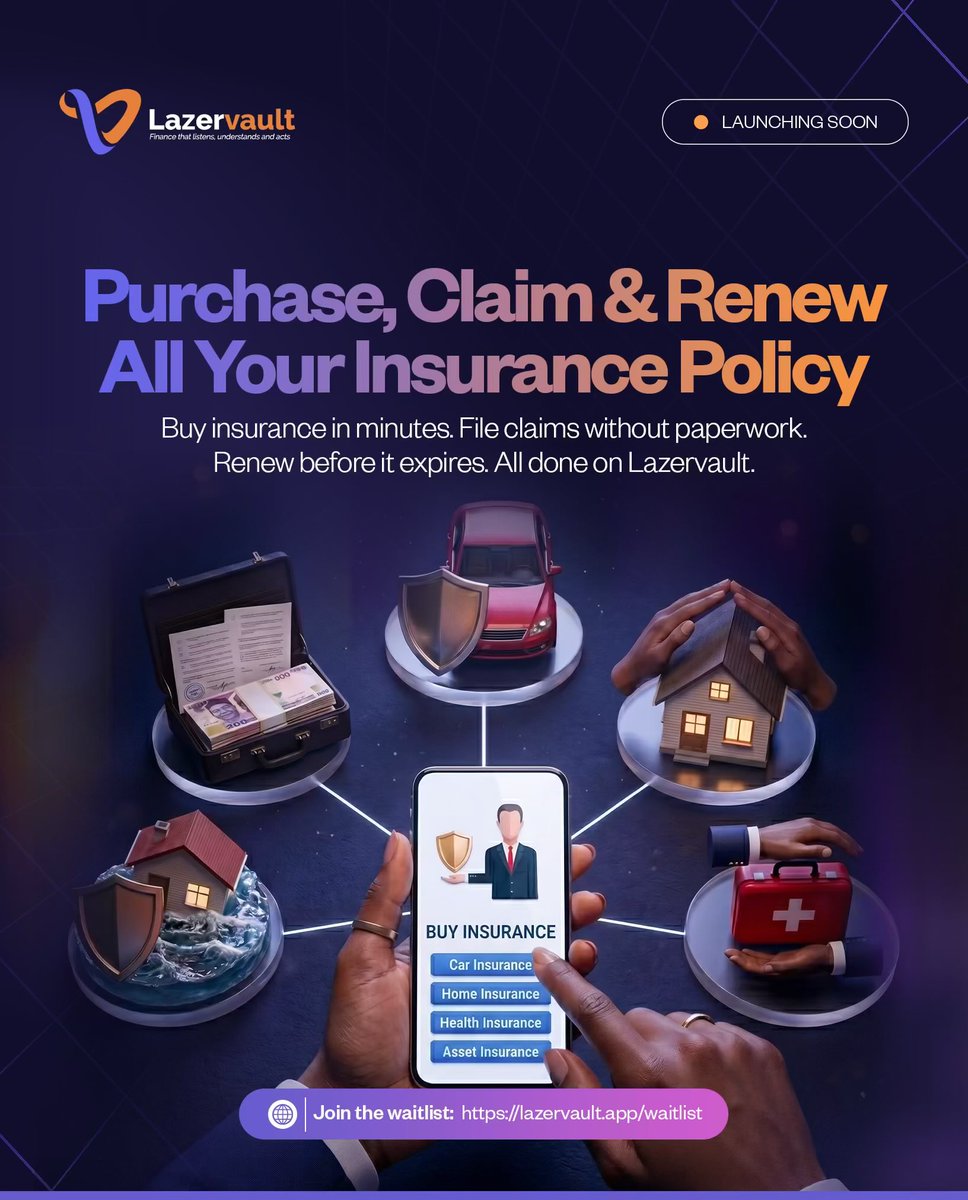 TheNwadikeLouis's tweet photo. 🛡️ Insurance shouldn’t become a problem when you need it most.
With Lazervault Insurance Hub, you can buy, claim, and renew your insurance in one place with @Lazervault_app
Fast. Simple. Stress-free.
#Lazervault #InsuranceHub #InsureWithEase https://t.co/mYbgOlVYqy