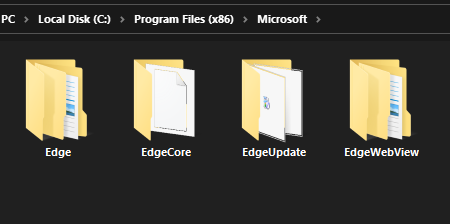 rouward's tweet photo. I don't get why Edge browser would need to install 4 of the same browser including its own Update folder, and the browser is still running in the background even after exiting it. https://t.co/EbSjat5VY4