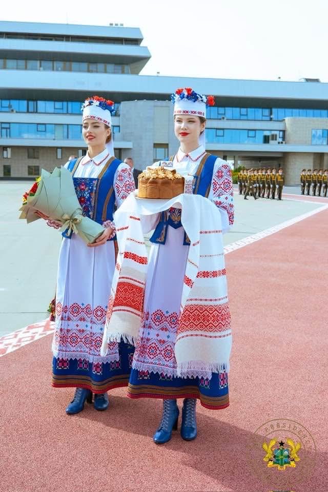 joyce_bawah's tweet photo. I was struck by a rather interesting comment during the welcome presentation of a traditional Belarusian cake to HE the President, John Dramani Mahama, when he arrived in Minsk.

This ceremony was a real honour for the guest, and the cake was presented by two ladies in traditional Belarusian attire, which showed a great deal of cultural respect and appreciation.

In Ghana, we usually offer water and, in some traditional settings, kola nuts as a way to welcome someone.
#Belarus 
#Ghana