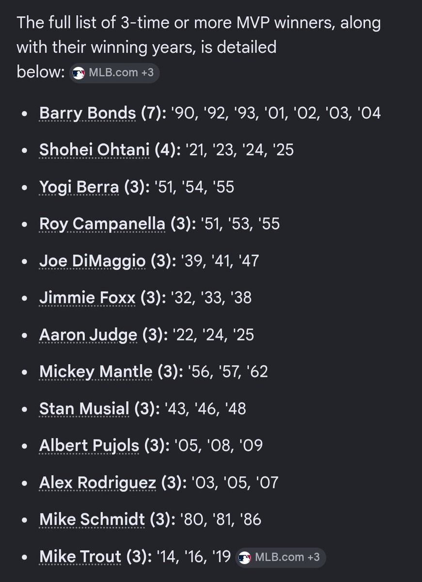 Fittty5000's tweet photo. @Steve_Sailer Every 3 time+ MVP debuted at a younger age than Judge with the exception of Campanella, who debuted a year after Jackie Robinson. Branch Rickey supposedly considered the biracial Campy( Italian last name) as the man to break color line, but went with the undeniably black Robinson https://t.co/wakBglUG5J