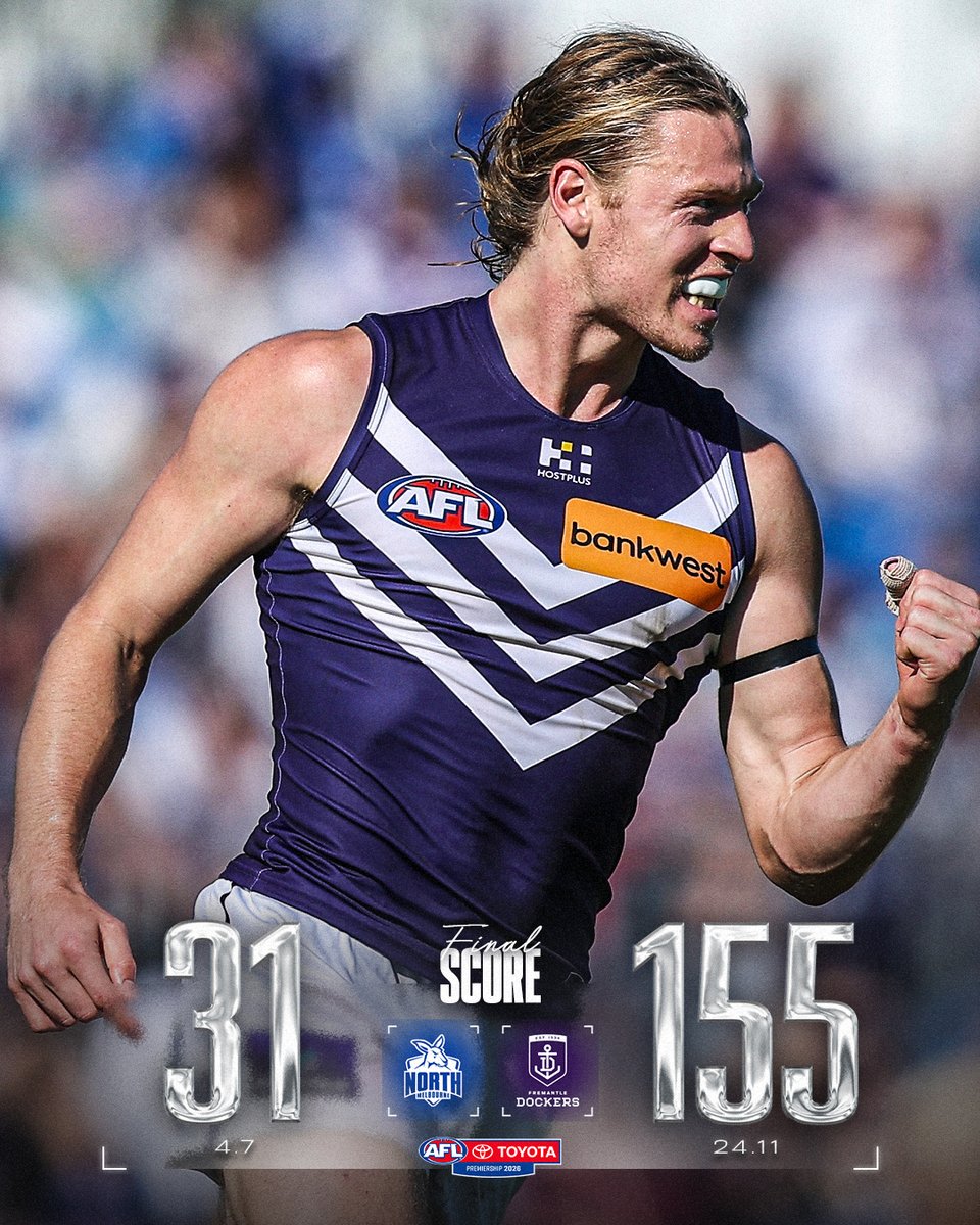 AFL's tweet photo. The Dockers pick up their BIGGEST win in club history ⚓️

#AFLNorthFreo https://t.co/NY67HsH262