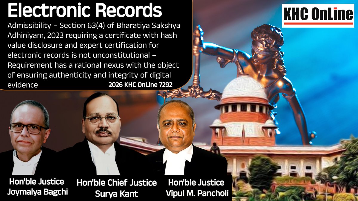 khconline1's tweet photo. #BharatiyaSakshyaAdhiniyam #BSA2023 #ElectronicEvidence #Section63 #DigitalEvidence #HashValue #ExpertCertification #ConstitutionalValidity #Admissibility #DigitalForensics https://t.co/ZAiIeOgNml