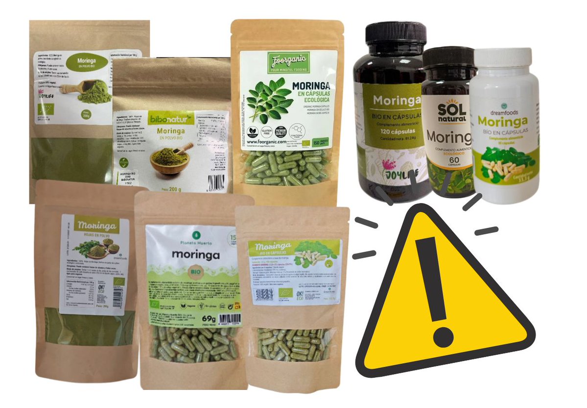 FACUA's tweet photo. Bibonatur, Joylife, Solnatural, Foorganic, Dreamfoods y Planeta Huerto: más marcas afectadas por la presencia de Salmonella en moringa eco https://t.co/ftUX0yK1Ja https://t.co/jUlwU5sL0Z