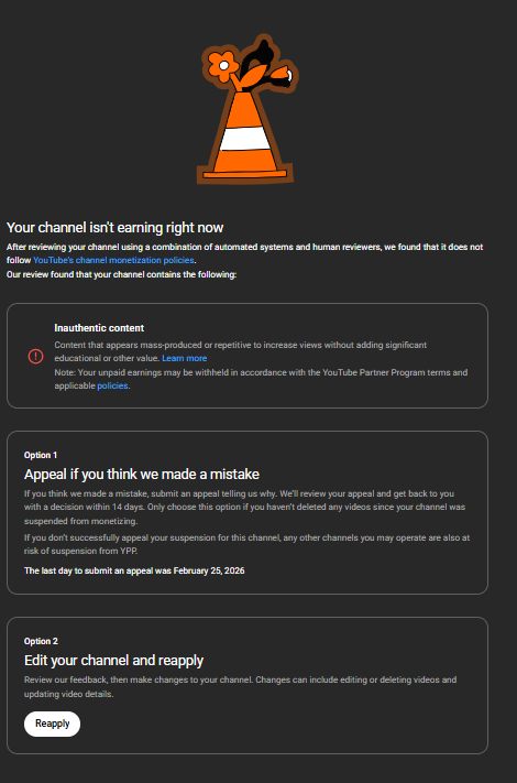 HordFasttho's tweet photo. Hello @TeamYouTube 

My channel, HordFast, which has almost 90,000 subscribers, has been demonetized for about 120 days now. https://t.co/IxRVUwSjx2

During that time, I've worked hard to improve my content by moving away from repetitive templates and making each video more unique in both editing and presentation.

I also want to clarify that my content has always been researched, written, edited, and produced by me. While I do use TTS voice-overs because I'm not very fluent in spoken English, every script is written by me, and all of the ideas, research, editing, and overall production are entirely my own.

At the same time, I understand that many of my older videos relied too heavily on repetitive templates, and that's one of the main things I've been working to improve over the past few months. My newer content is significantly different in terms of editing, presentation, and overall quality, and I actively try to make each video visually distinct rather than relying on the same template over and over again.

My channel is already eligible to reapply for monetization, but I'm hesitant because another rejection would mean waiting another 90 days. Since my channel still contains a large archive of older videos, I'm concerned that an automated review may not fully reflect the improvements I've made over the past 120 days. That's why I'm hoping for a fair human review before I submit my reapplication.

I've seen creators with similar issues, including channels with thousands of videos and heavily template-based content, regain monetization without having to remove their entire archive. That's one of the reasons I'm unsure what level of changes is actually expected in my case.

My channel has over 1,000 videos, and removing every video that uses my old format would have a massive impact on the channel I've spent years building. It could also significantly affect my watch time, engagement, and the overall performance of the channel.

Do I really need to remove every video that uses my previous template-based format? I've seen creators in similar situations regain monetization after removing only a portion of their older videos rather than deleting everything, which is why I'm unsure what's expected in my case.

I'm genuinely trying to improve and follow the policies. I'm not asking for special treatment, only a fair human review and some guidance before I submit my reapplication.

Thank you for your time. #YouTube #Creators #Monetization #YouTubePartnerProgram #YPP @YouTubeCreators @YouTube