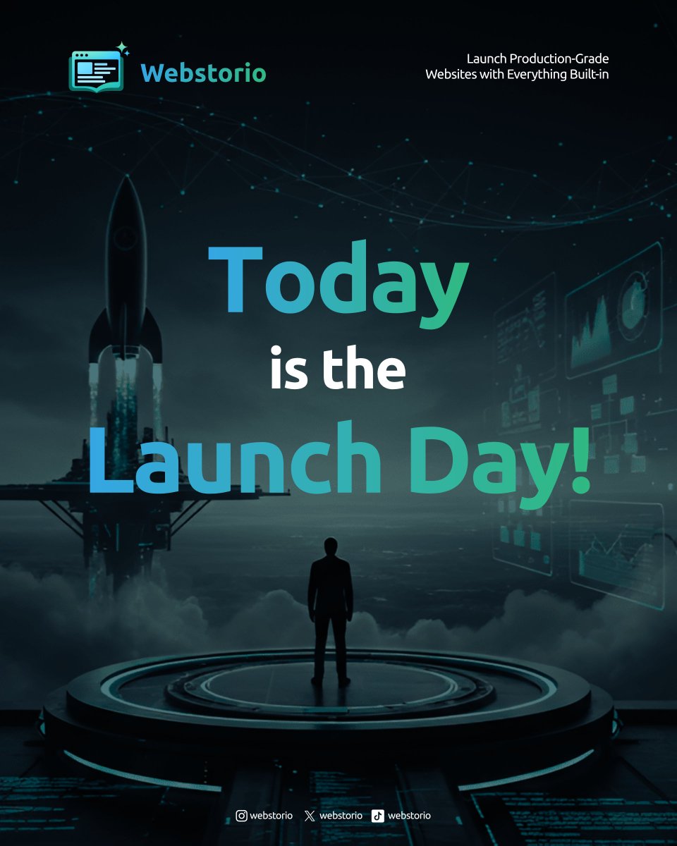 webstorio's tweet photo. 🚀 Today is the launch day!

After months of building, refining, and testing, Webstorio is finally live on Product Hunt.

https://t.co/M5vKXAkYJz

Webstorio is an AI Web Builder Platform with Everything Built-in. Designed not just to help you create websites, but to manage, maintain, and scale them with confidence.

✨ AI Website Generation
🎨 Visual Editor
📝 Built-in CMS
📊 Dashboard
🔐 Authentication
💳 Payments
🔍 SEO
📈 Analytics
☁️ Hosting

If you've ever felt that building a website was the easy part and maintaining it was the hard part, Webstorio is built for you.

We'd love your support today 💙💚

#webstorio #producthunt #launchday #buildinpublic #aiwebsite #websitebuilder #saas