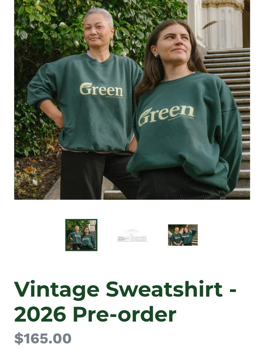 singh_tama's tweet photo. 🟢 Greens supporters, time to put your money where your vote is!
Just $165 for this “Vintage” sweatshirt… that won’t arrive for 3 months.

Pre-order now for the full authentic Greens experience!
Us sane people on the right get a perfect glimpse into how the Greens would actually run the country:

Massively overpriced goods and services (paid by your taxes)
Long, most likely unreliable timelines for anything they promise
Virtue-signalling slogans wrapped around a very capitalist cash grab

Because nothing screams “anti-capitalist revolutionaries” like charging premium prices for delayed cotton with a fancy logo.

Classic Greens: bash capitalism by day, monetise it by night.

If this is their standard for merch, imagine their standard for energy bills, housing, or the budget.

Drop a comment if you’ve seen better value at Kmart lmao

@investorpro.co.nz