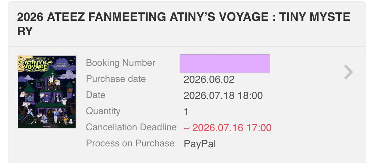 lovercsan's tweet photo. WTS ATEEZ FANMEETING ATINY’S VOYAGE TINY MYSTERY !! 💜

7/18 Floor 2 N Area Row 19

reason: better seat ^^

can meet up on site and pick up ticket! https://t.co/6uMKMx19iQ