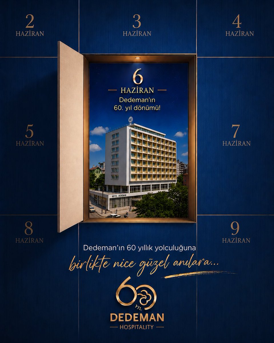 dedemancom's tweet photo. 1966 yılında açılan ilk kapıdan bugün 6 ülkede, 40 şehirde ve 59 Hotel & Residences'a uzanan bir hikâye...

60 yıldır misafirperverliği bir gelenek, her misafirimizi ise bu hikâyenin değerli bir parçası olarak gördük.

Bugün, bu yolculuğun 60. yılını; bize eşlik eden misafirlerimiz, çalışma arkadaşlarımız ve iş ortaklarımızla birlikte kutlamanın gururunu yaşıyoruz.

Birlikte nice güzel anılara...

💙 Dedeman Hospitality 60 Yaşında.