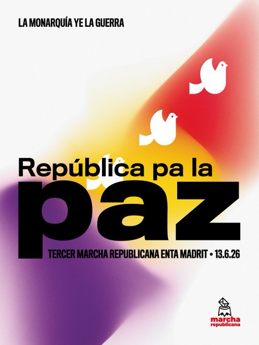 CirculoZaragoza's tweet photo. La monarquía es la guerra, necesitamos una república para la paz. Nos vemos el próximo 13 de junio en las calles de Madrid. #UnaSemanaParaLaMarcha13J https://t.co/3YsDoabLWk